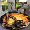 1pc Digital Printed Chair Rug for Home Office Use, Blue Balance Excavator Carpet Appropriate for All Seasons, Soft Round Carpet