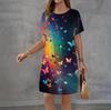 Fashion 3D Print Summer Dress Loose Casual Short Sleeve O-Neck Mini Dress