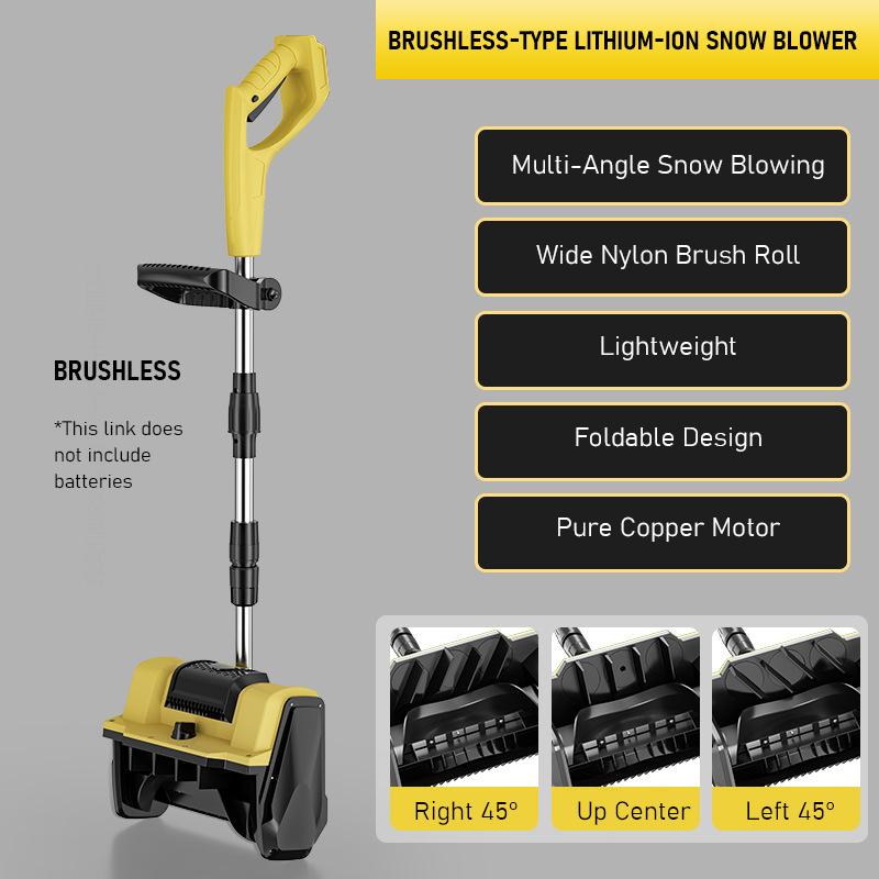 1200W Electric Push Snow Blower Cordless Snow Thrower High Power Snow Shovel Foldable Snow Cleaner Snow Sweeper (No Battery)