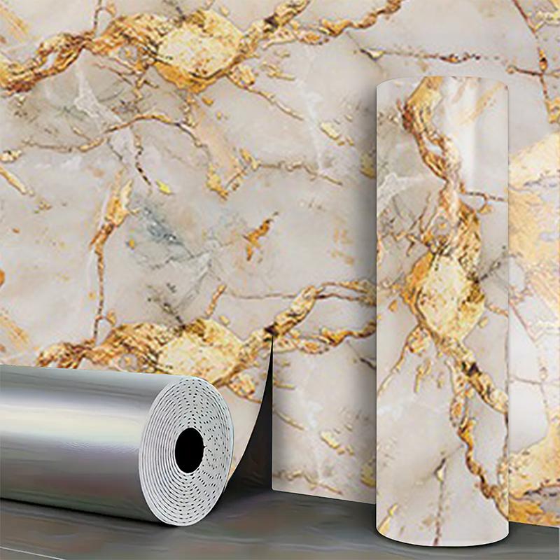 1 Roll of Self-Adhesive Imitation Ceramic Tile Waterproof PVC Wall Sticker for Bedroom and Living Room Decoration Wallpaper
