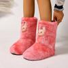 Women's Plush Boots Furry Fur Winter Ankle Boots With Faux Fur Lined for Women Warm Fluffy Mid-Calf Snow Boot Indoor Outdoot Booties House Shoes