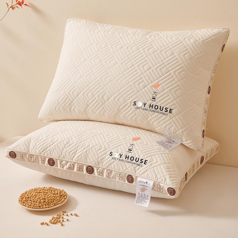 Antibacterial Soybean Fiber Neck Support Pillow for Adults - Ideal for Dormitory, Hotel, and Home Use