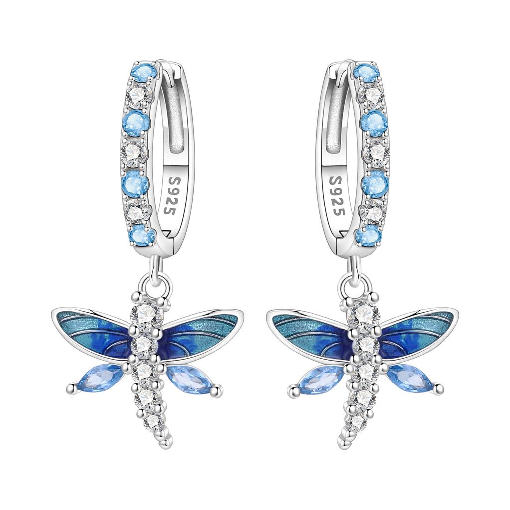 Original 925 Silver Zircon Pink Paw Print Earrings Heart Flower Leaf Design Women Party Jewelry Gift Ear Loops