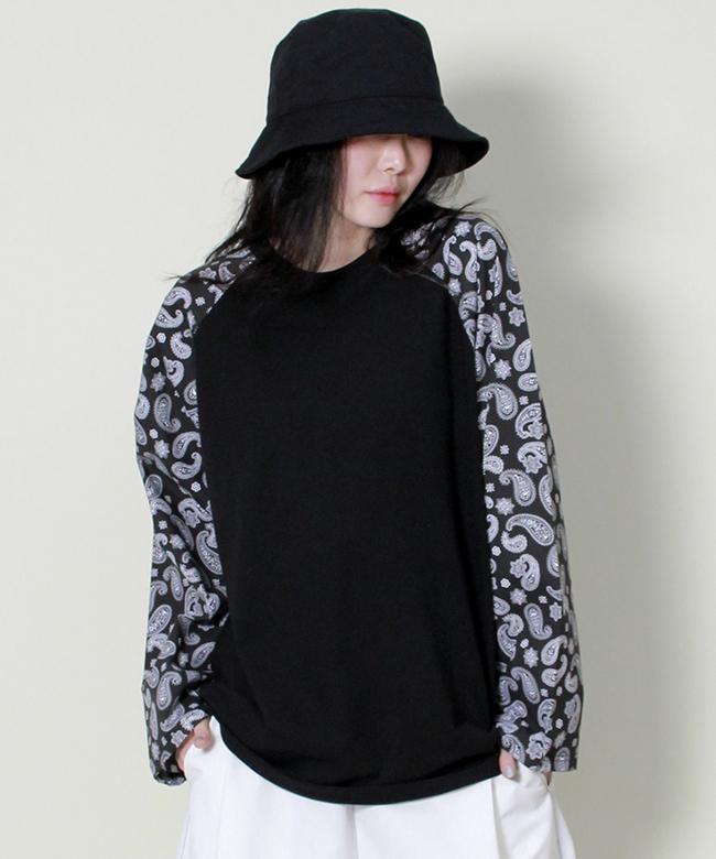 Deumakeu Paisley Loose Fit Long Sleeve T-Shirt Black