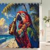 Funny Flaming Bird Bathtub Shower Curtain With Hooks,Tropical Plant Bathroom Curtain,Printed Fabric Home Decoration Curtain