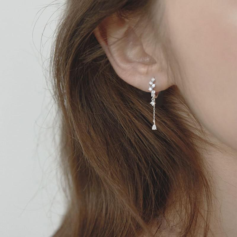 Sterling Teardrop Tassel Earrings Women Delicate Geometric Dangle Earring Sweet Chic Style 925 Sterling Silver