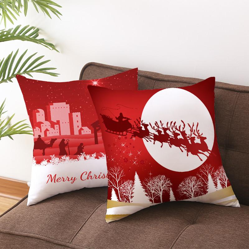 Federa Decorativa Regalo di Natale Copricuscino Stampa Rossa Copricuscino Divano Casa Festivo Materiale Corto Peluche