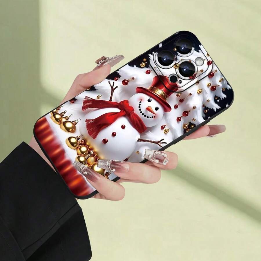 Christmas Snowman Pattern Phone Case For iPhone 17 16 Pro Max 11 12 13 14 15 Pro 7 8 Plus XS X XR SE2 16e Shockproof Soft Cover