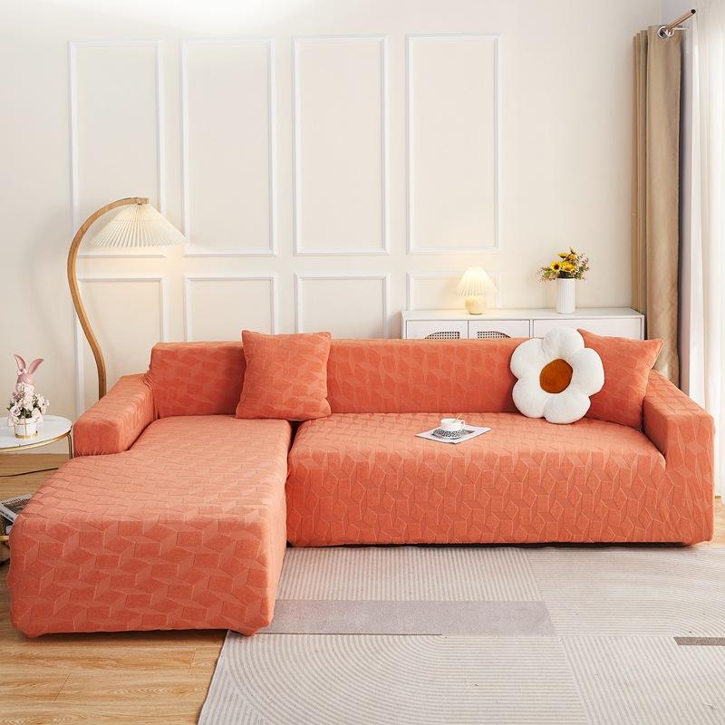 High-end Elastic Solid Color Thick Needle Thickened Jacquard Sofa Cover Embossed Dust Cover All-inclusive Sofa Cover