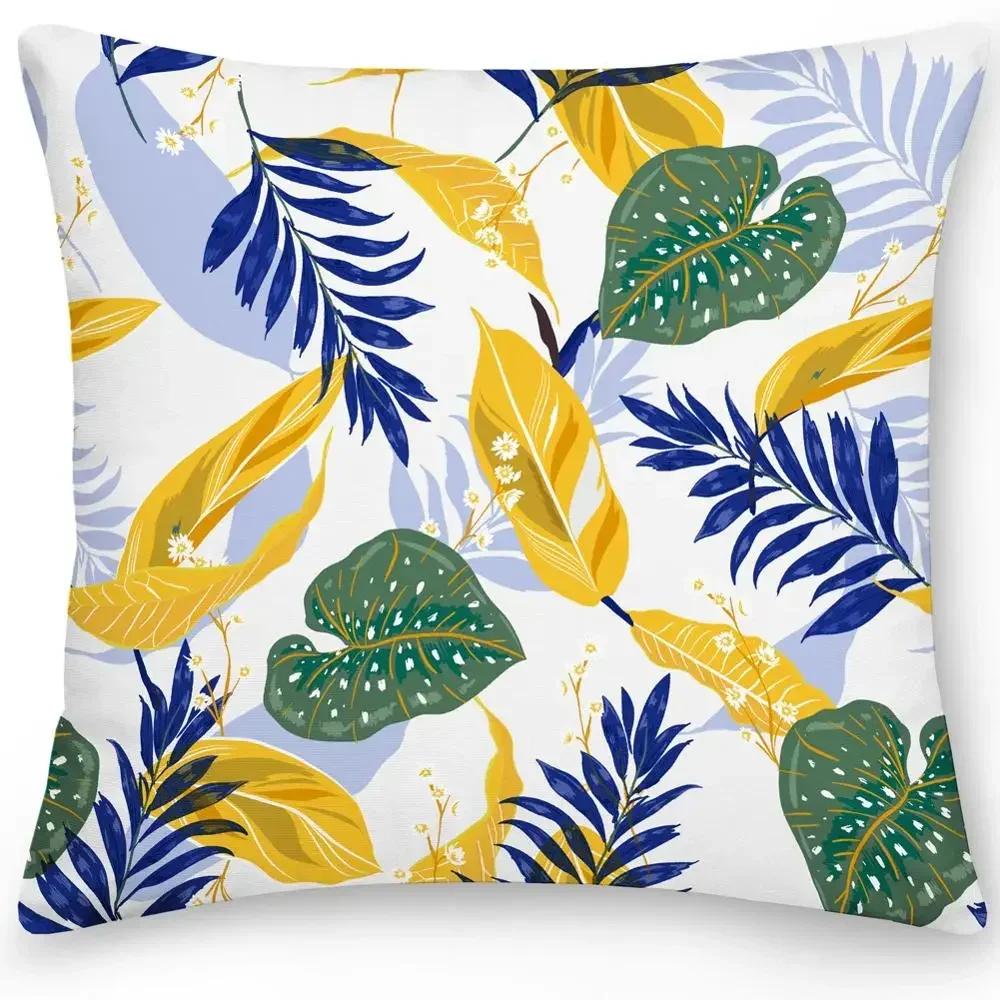Color Feather Cushion Cover Pillow Office Sofa Car  Double-sided Tropical Leaf
