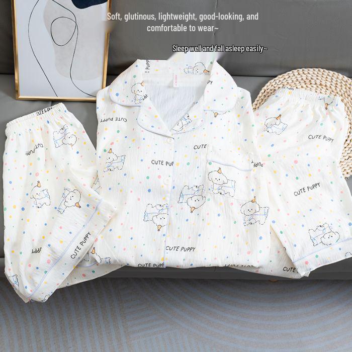 Kariertes Hello Kitty Pyjama-Set - Damen Kurzarm Frühling/Sommer 3-teilig