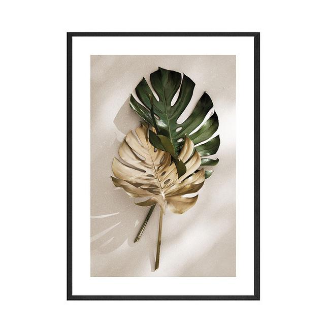 Abstract Plant Canvas Wall Art Picture Gold Leaves Poster Nordic Poster for Living Room Bedroom Wall Art Decor Painting No Frame