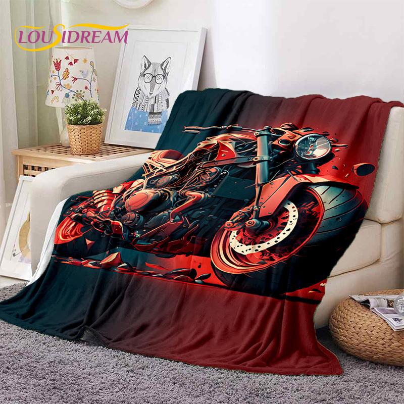 Motocross Motorrad Weiche Decken, Warme Kuscheldecke Bequeme Decke für Picknick Betten Sofa Zuhause Schlafzimmer Wandergeschenk