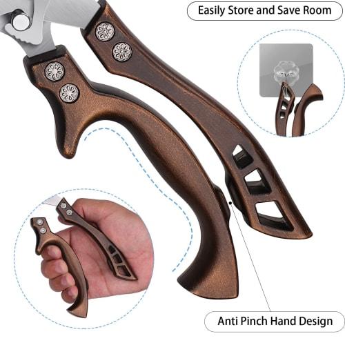 Heavy-Duty Serrated Edge Chicken Shears - for Chicken, Bones, Meat, Turkey, and Fish - Rust-Proof, Spring-Loaded Stainless Steel Kitchen Scissors