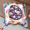 Light luxury Nordic style purple morning glory printing mulberry silk silk scarf women's high-end temperament 111 silk small square scarf