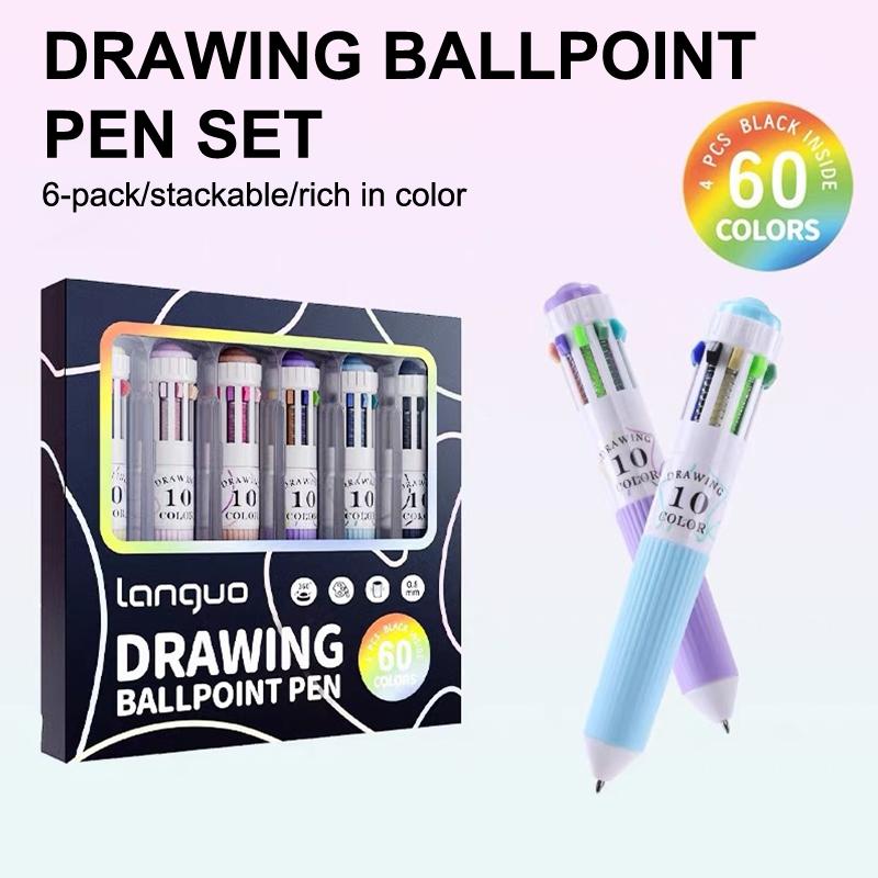 1Set 60 Color Cartoon Ballpoint Pens Soft Grip Press Multicolor Writing Pen For Drawing Writing Office School Supplie Stationery