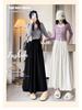Women's Customized Striped A-Line Skirt with Drape, High-Waist, Slimming for Spring/Autumn 2026