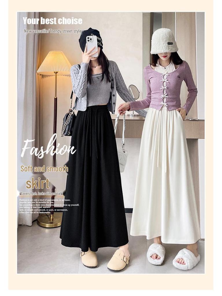Women's Customized Striped A-Line Skirt with Drape, High-Waist, Slimming for Spring/Autumn 2026