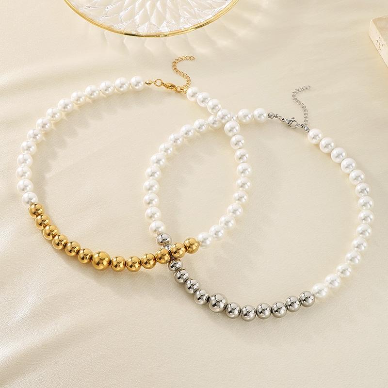 Luxurious Shell Pearl and Stainless Steel Beads Necklace Hip Hop Men's Women's Jewelry Bohemia Personalized Party Accessories