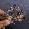 Burmise Sapphire Natural  Gemstone Copper Wire Wrap Cuff Bangle Adjustable w6O27