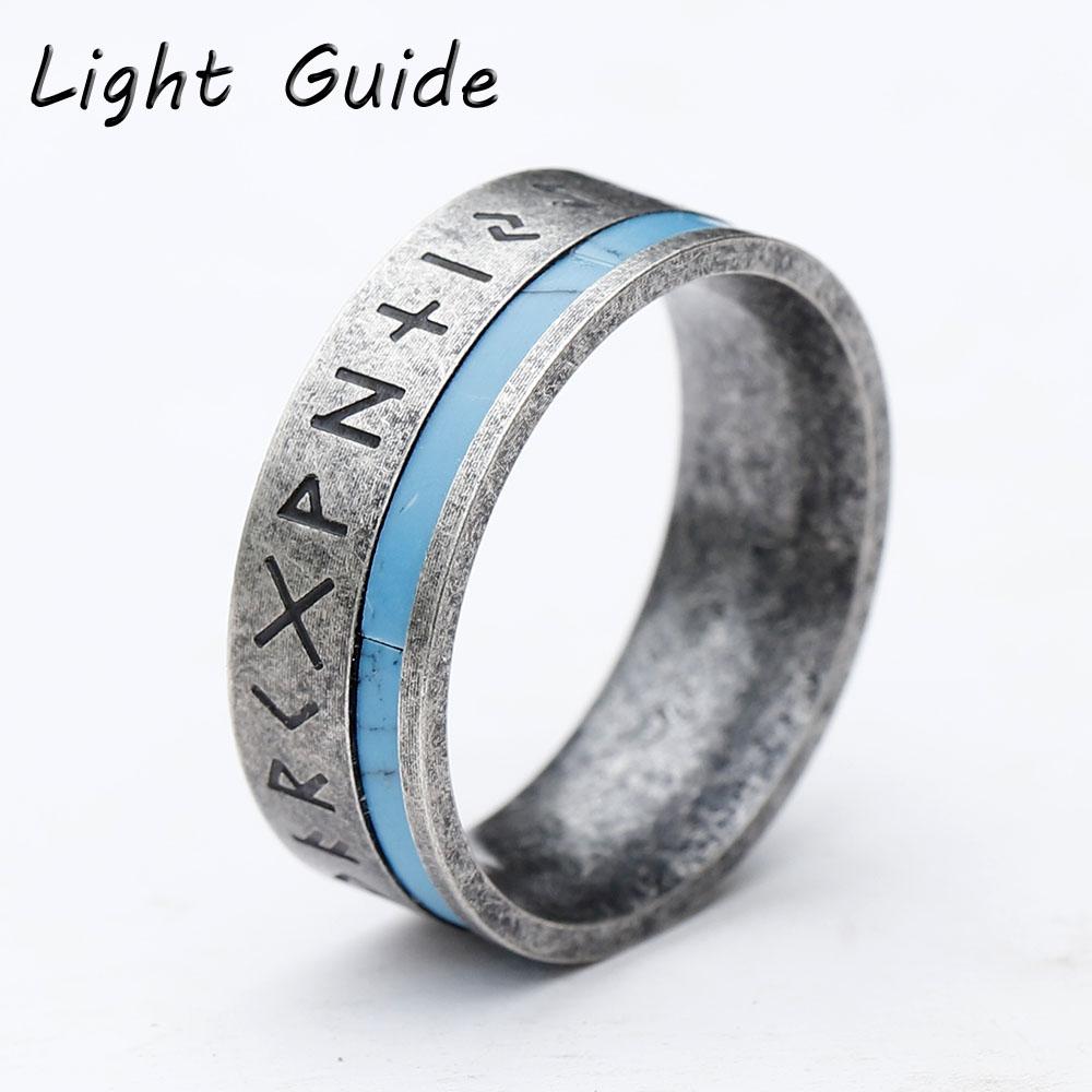 2026 New 316L Stainless Steel Odin Norse Viking Amulet Rune Viking Ring for Man Fashion Red Veneer Jewelry Party Gift
