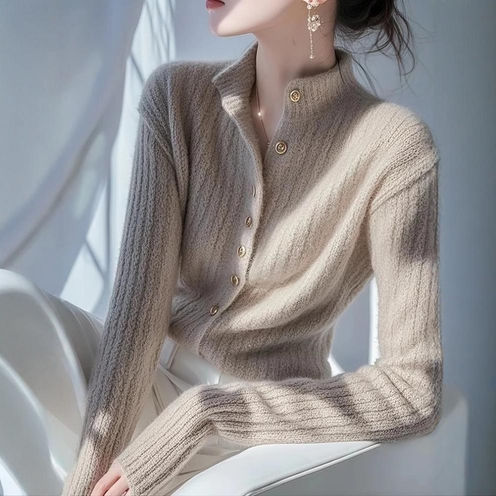 Semi-turtleneck Knitted Sweater Women's New Autumn and Winter Temperament Thin Bottoming Shirt Top