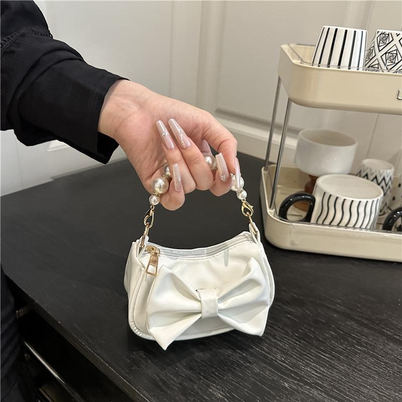 Fashiable and Versatile Mini Bag, Casual Commuting Handbag, 2026 New Korean Versi Pearl Bow Bags