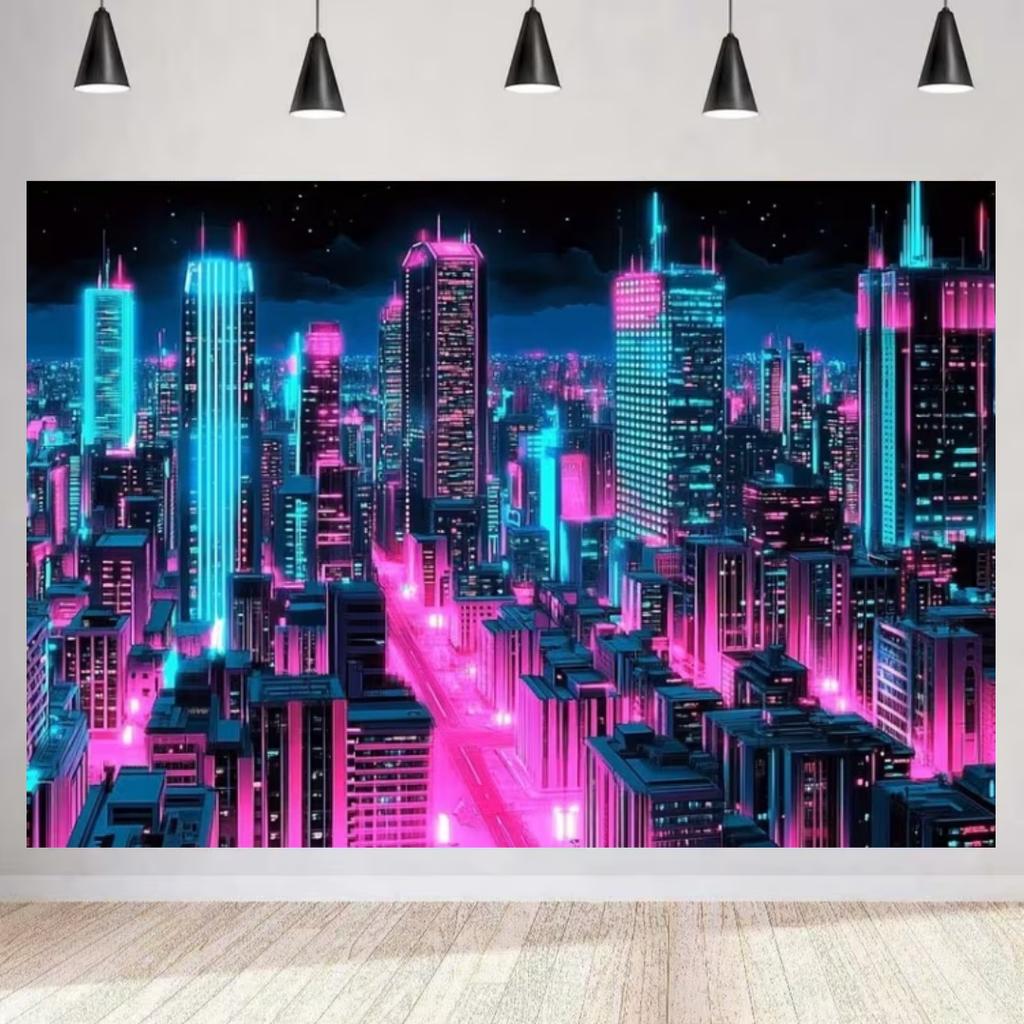 Colorful Sparkling Animals and Scenery Backdrop Coconut Tree Starry Sky Universe Banner living Room Decoration Photography Prop