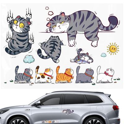 Funny Pet Cat Car Sticker Cat Scratch Car Decal Cute Lazy Cats Humor Bumper Decal Self-Adhesive Car Decoration Cat Theme Sticker