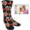 Benutzerdefinierte Po Paar Freundin Gesichts Socken Liebesherz Socken mit 2 Gesichtern für Männer Frauen Einheitsgröße