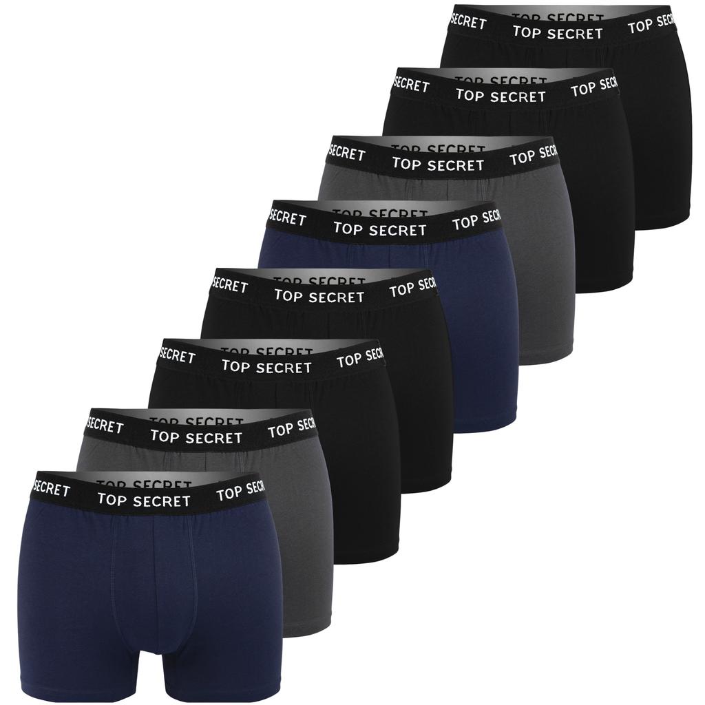 TOP SECRET Men's Cotton Boxer Shorts 8 Pack