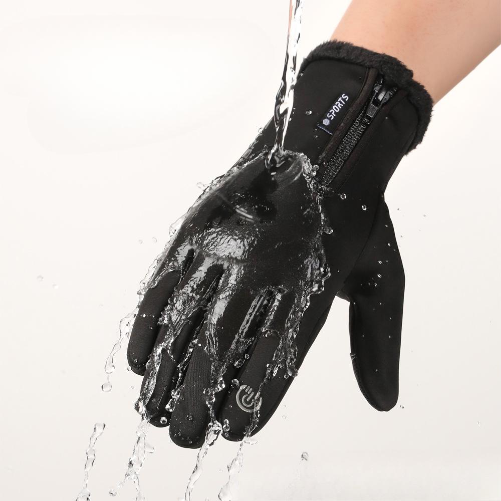 Warm Gloves for Men with Velvet Cold Proof Waterproof and Non Slip Outdoor Touch Screen Electric Car Autumn and Winter Windproof Riding Gloves