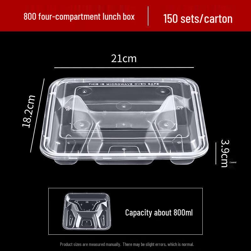 HANDUNYOU Disposable Clear Food Container 800ml