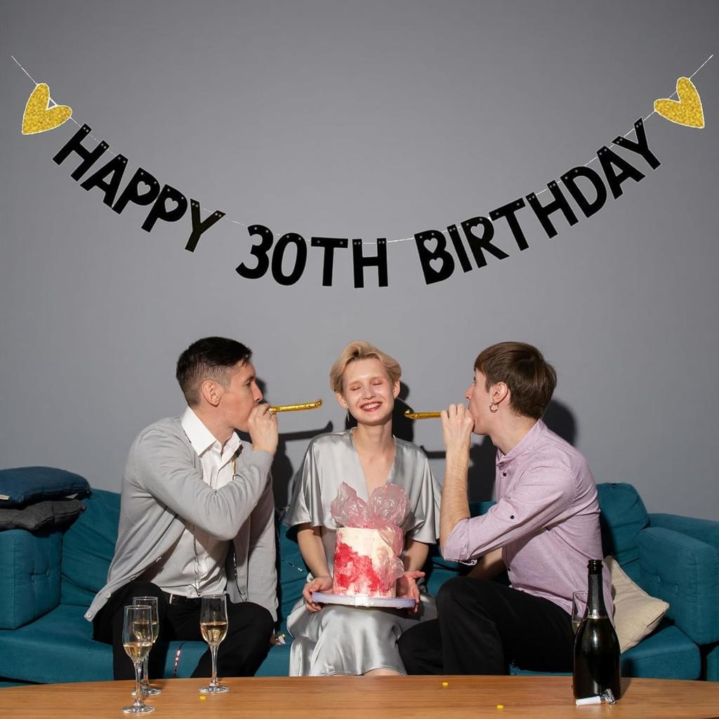 Happy 30th Birthday Banner for 30th Birthday Party Decoratiopns Supplies