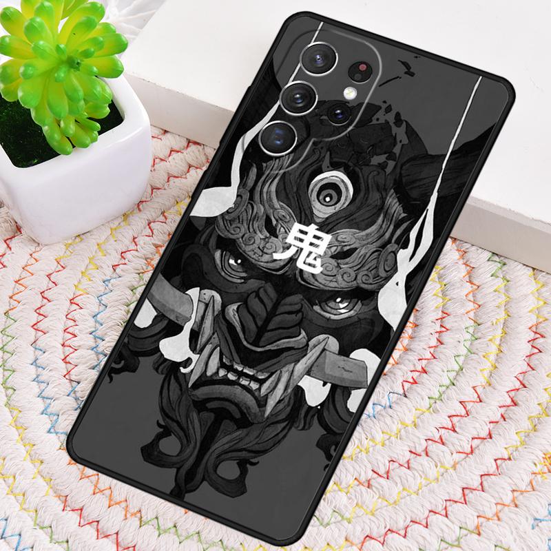 

Oni Hannya Demon Mask Silicone Phone Case For Samsung Galaxy note 10 pro S26 S25 S24 S23 S22 S21 Plus S25Ultra Capa Cover Galaxy S24 FE