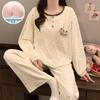 Women's Cute Polka Dot Pajama Set with Built-in Bra, Long Sleeve, Versatile for Indoor & Outdoor Wear - Spring/Autumn 2026 Collection
