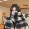 New plaid scarf women's winter warm thickened scarf student shawl dual-purpose blue