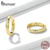 BAMOER Gold Hoop Earrings for Women 925 Silver Minimalist Simple Circle Earing Real Silver Korean Fashion Jewelry