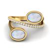 925 Sterling Silver Gold Vermeil 2.5 Cts Oval Shape Moonstone Dual Stone Boho Wedding Women Ring