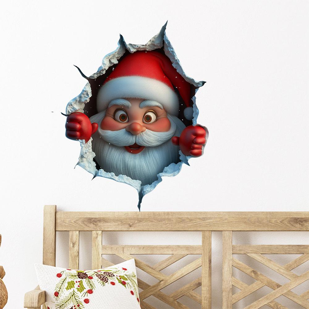 3D Rentier Durchbruch Wandaufkleber, Vinyl Weihnachts-Wandsticker, Abnehmbare Feiertagsdekoration für Zuhause und Wohnräume