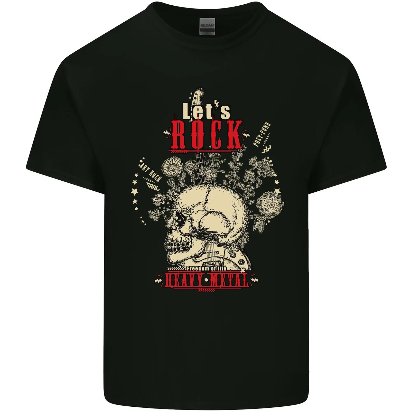 Lets Rock Heavy Metal Skull Kids T-Shirt Childrens S