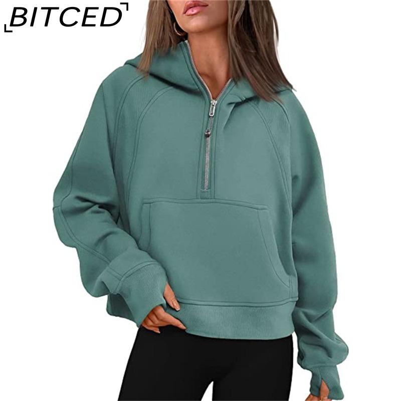 BITCED Осенне-Зимняя одежда для йоги Женская спортивная толстовка с капюшоном на молнии свободного кроя с флисовой подкладкой Женский повседневный топ XXL 2060₽