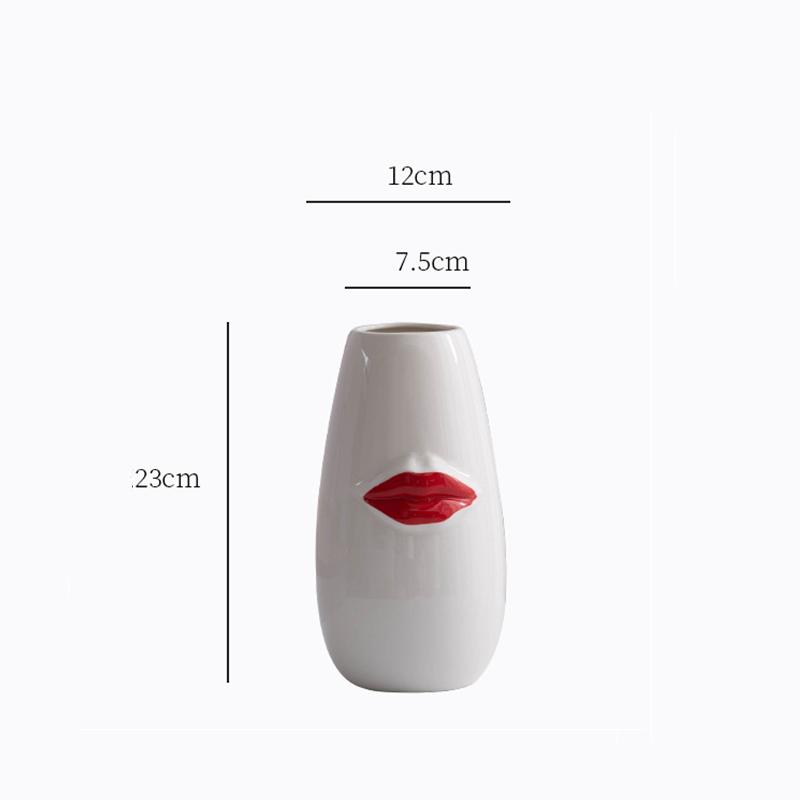 Keramikvase Kreative Rote Lippen Schreibtischdekoration Minimalismus Rote Lippen Porzellan Blumentöpfe Blumenarrangement Florale Vasen