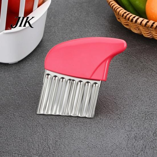 Effortless Food Prep Gadget Stainless Steel Potato Cutter, Wavy Blade French Fry Slicer, Manual Compact Cooking Tool Energy Saving Chopper for Kitchen