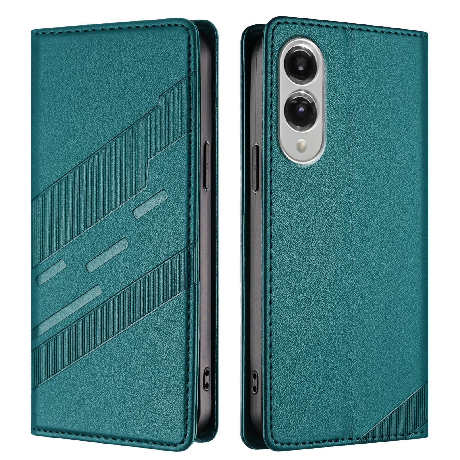

For Samsung Galaxy S25 Edge Phone Cases Punk Style Imprinted Wallet Stand Leather Cover Dark Green