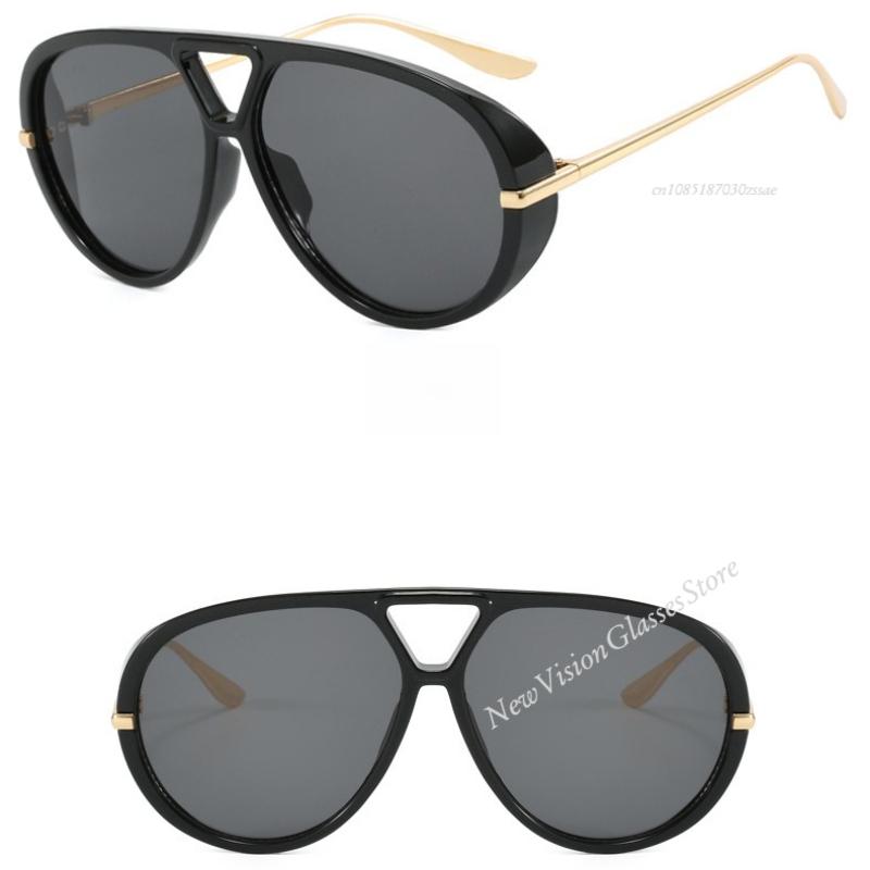 Oversized Pilot Sunglasses Vintage Double Bridge Trendy Luxury Brand Design Women Outdoor Shades