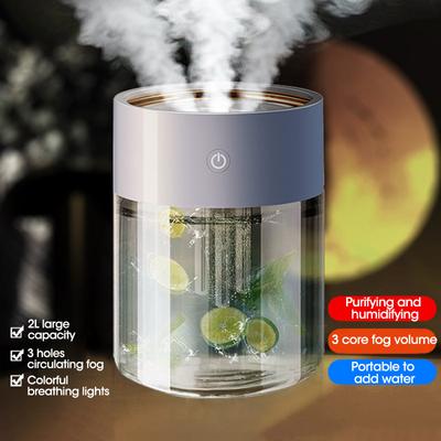Mini přenosný LED světlo 2L H2O sprejový zvlhčovač vzduchu dvojitý mokrý aroma difuzér esenciálních olejů do auta USB stolní zvlhčovač vzduchu
