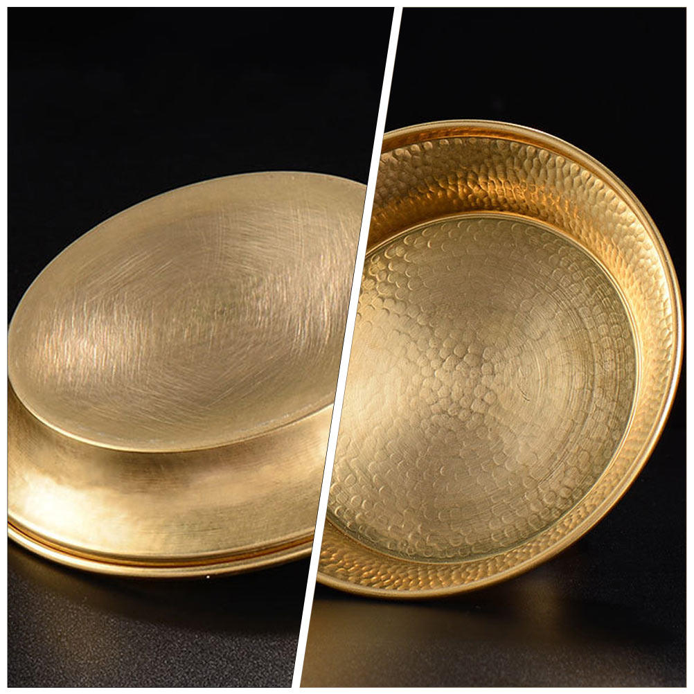 Exquisite Handcrafted Copper Tray for Buddhist Temples and Home Use Multi-Function Decorative Offering Plate Desktop Household