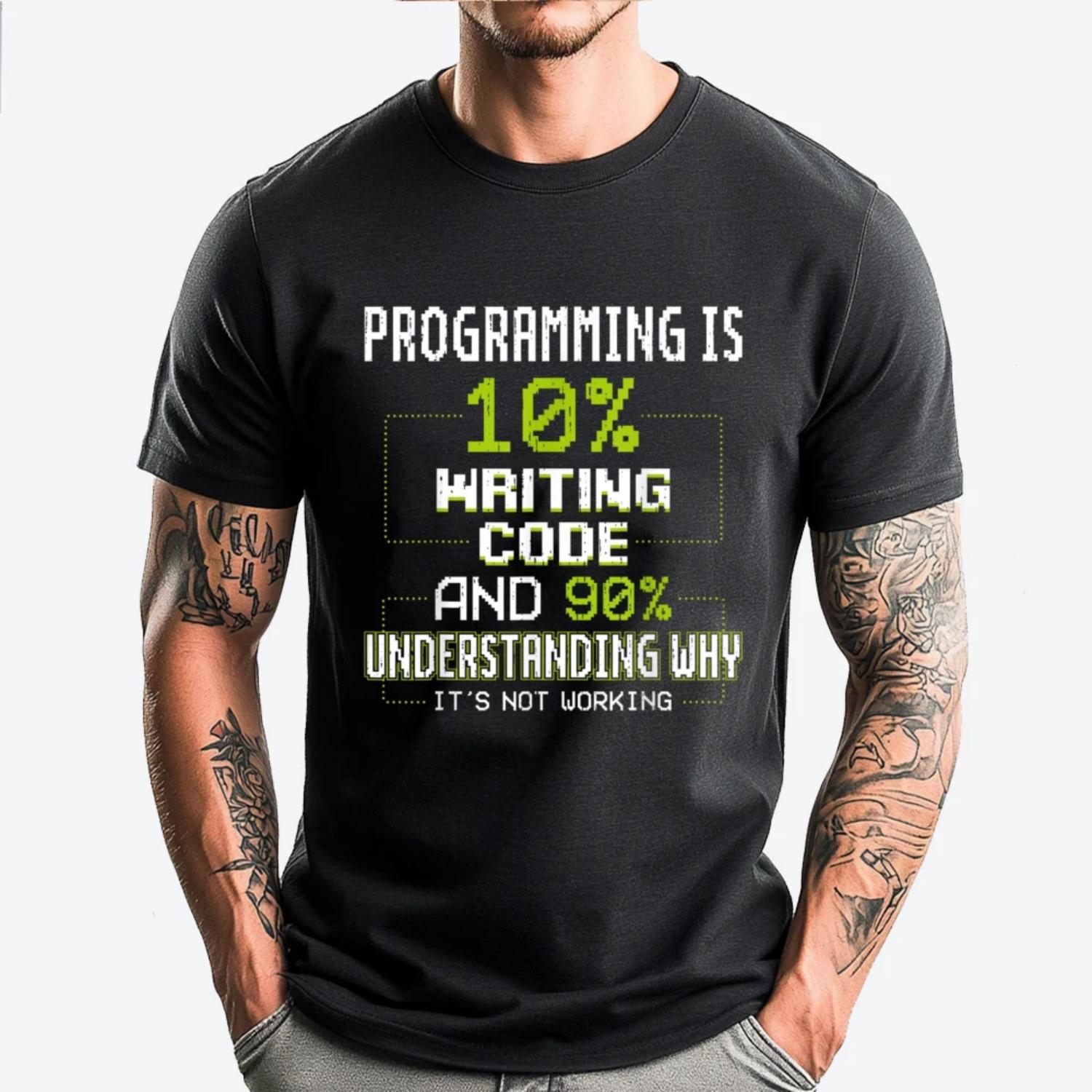 

Programming Computer Geek Nerd Humor Saying Programmer White Graphic Tee Man White T Shirt Men Funny S чёрный