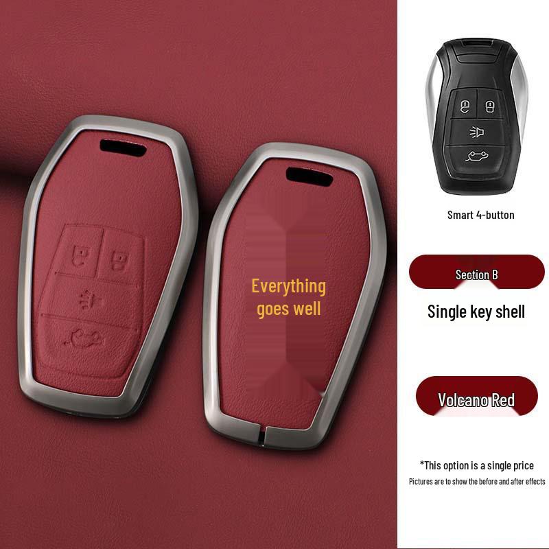 Genuine Leather Metal Key Holder for Southeast Lingzhi V5 V6 Folding Remote Key